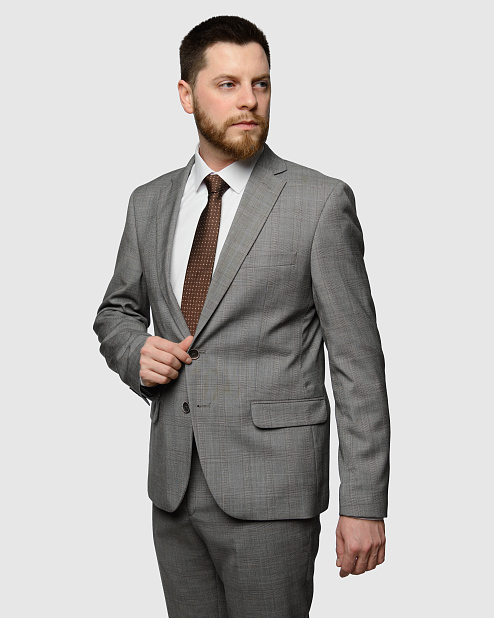 Классический серый костюм в клетку Бредли